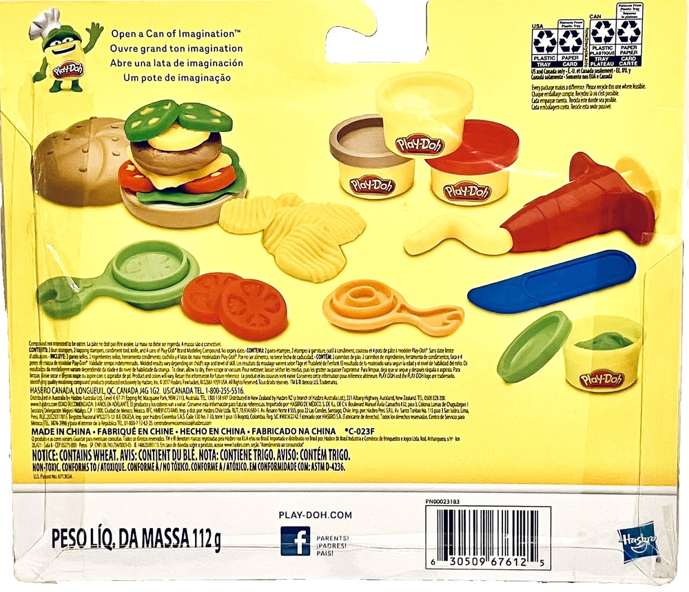 Hasbro Play-Doh Kitchen Creations Burger Bash Playset With 4 Cans & Accessories