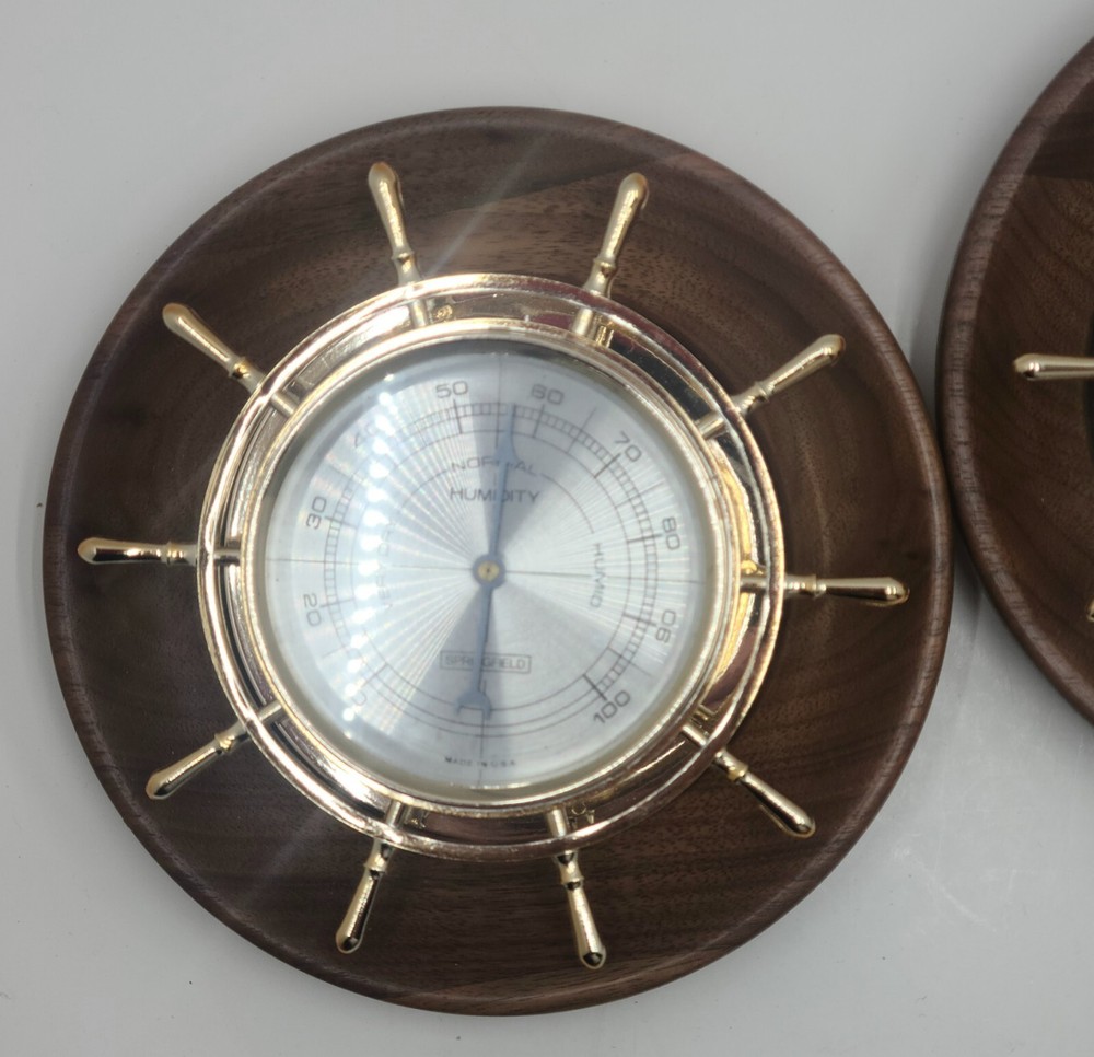 Springfield 3 Pc Barometer Temperature Humidity Hanging Walnut Weather Station