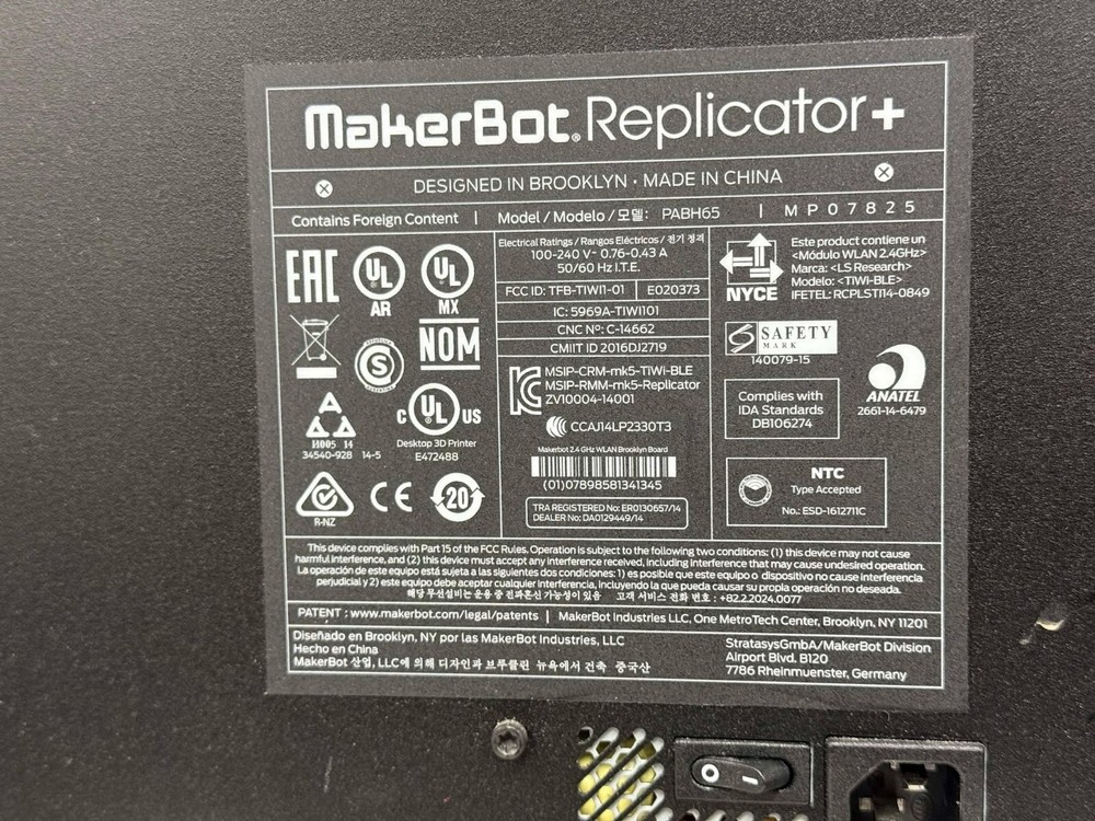 MakerBot PABH65 Replicator+ Desktop 3D Printer