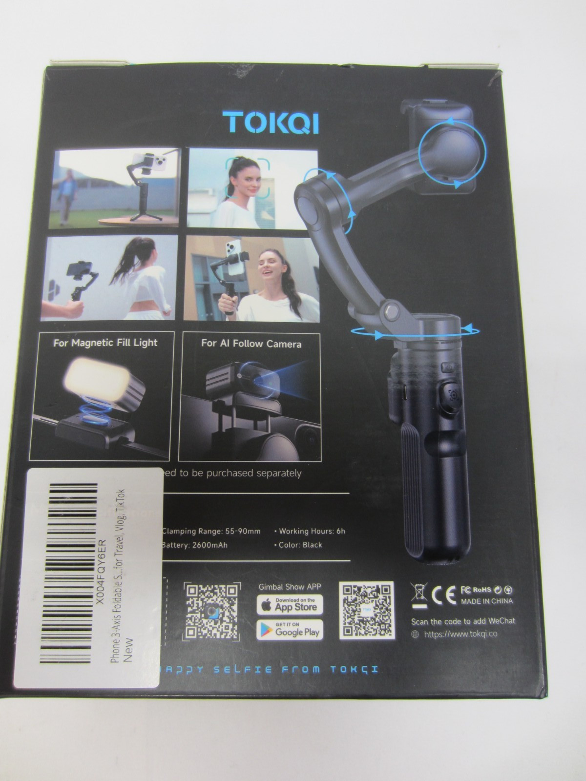 Tokqi M02 3-Axis Gimbal Stabilizer~Open Box~Manual, Cable & Bag as pictured