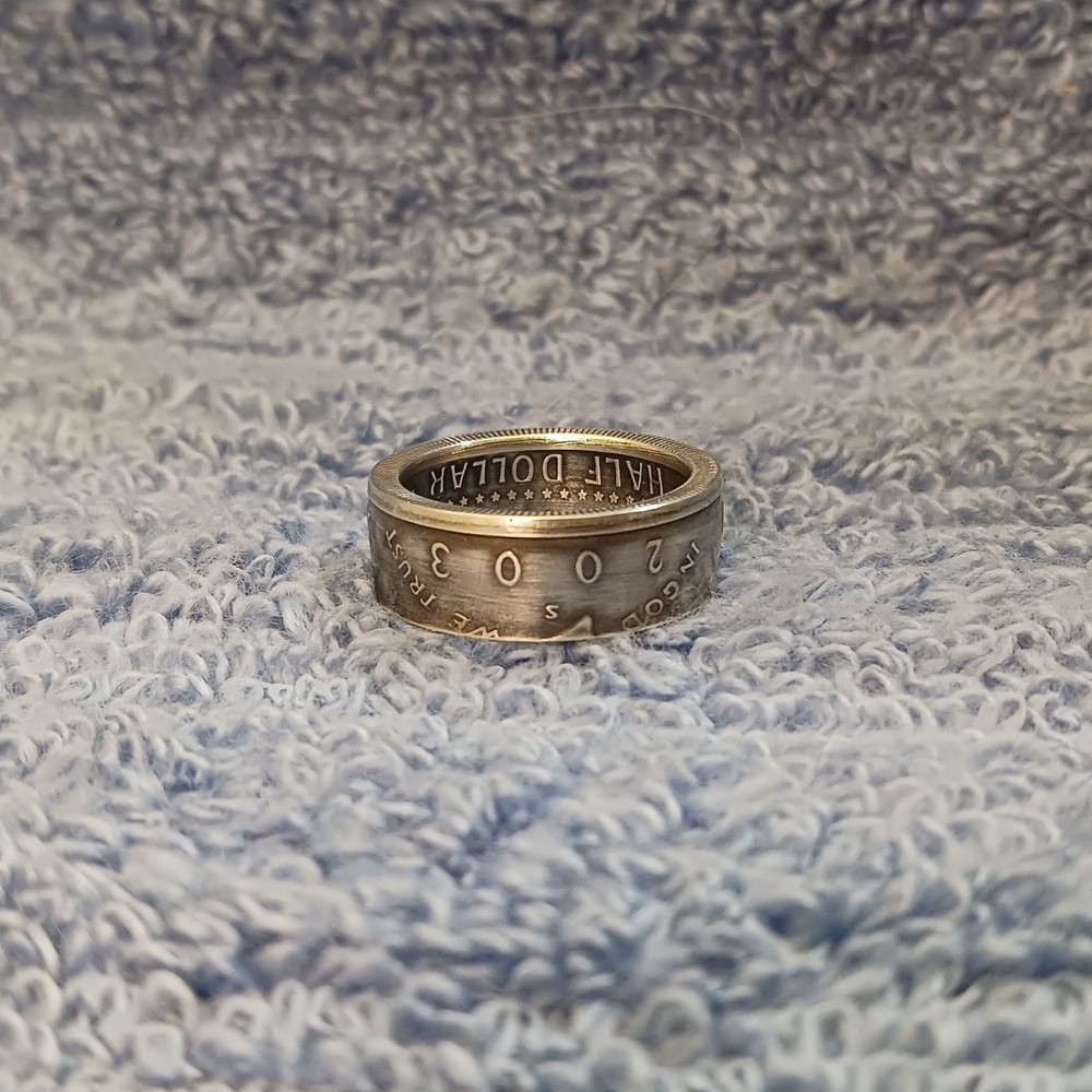 2003 90% Silver Kennedy Half Dollars size 9 coin ring handmade