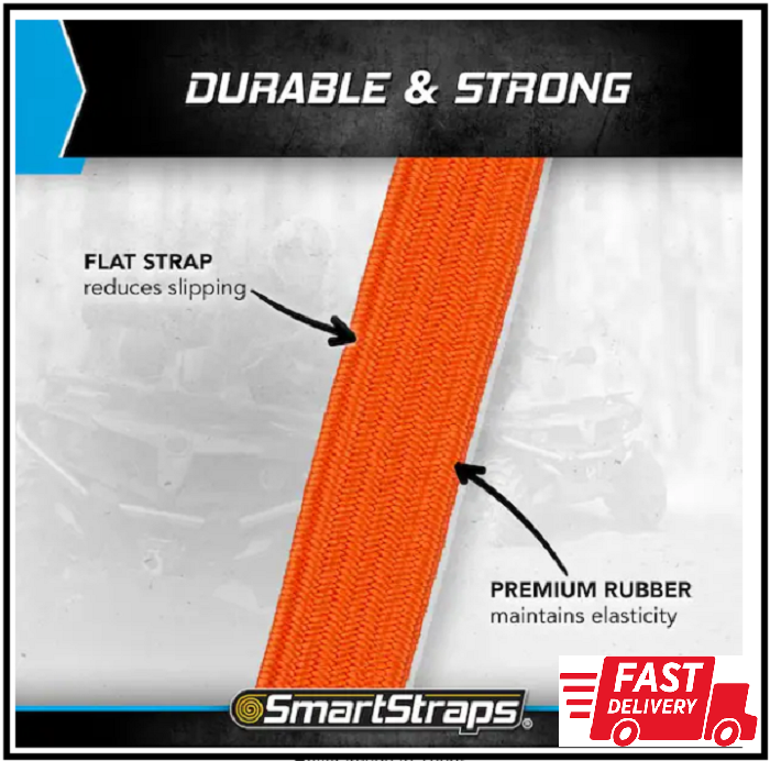 36 In. Orange Flat Strap Bungee Cord with Hooks - 2 Pack
