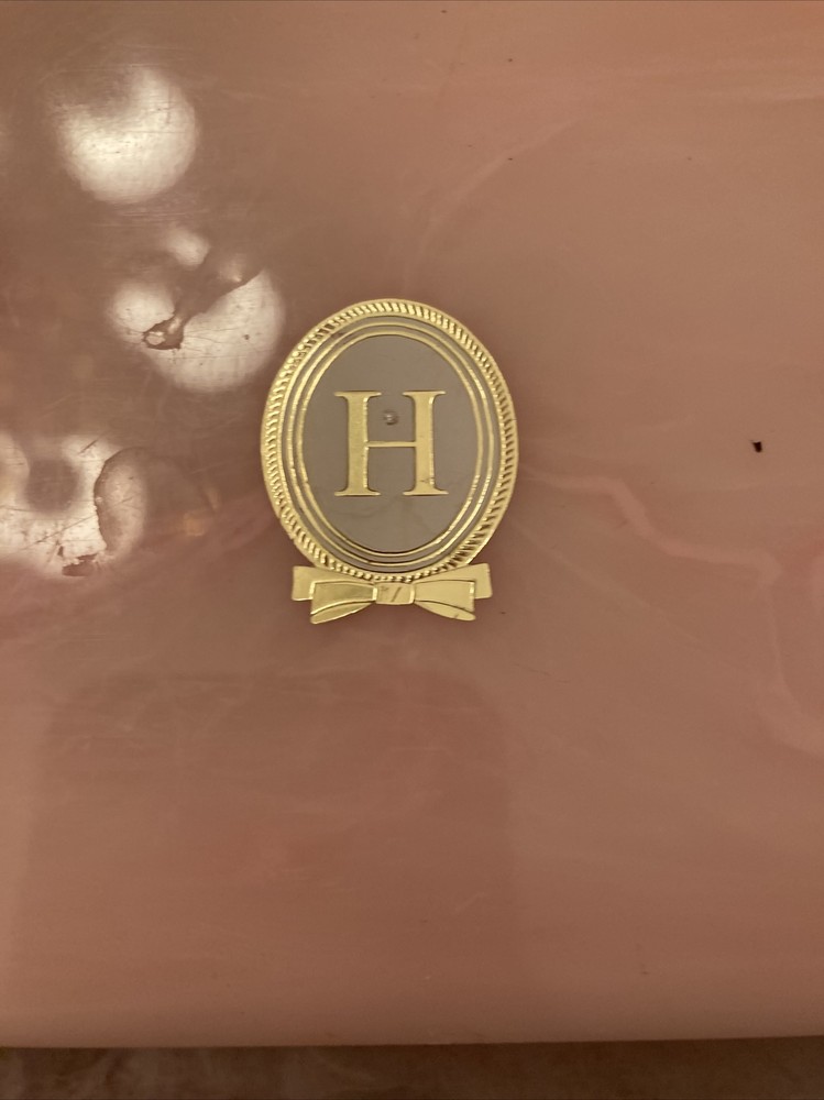Vintage HOUBIGANT CHANTILLY Rectangle Empty Box PINK Marbled CONTAINER