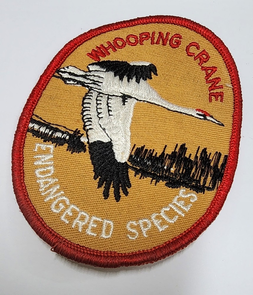 WHOOPING CRANE ENDANGERED SPECIES Patch nice and rare canvas