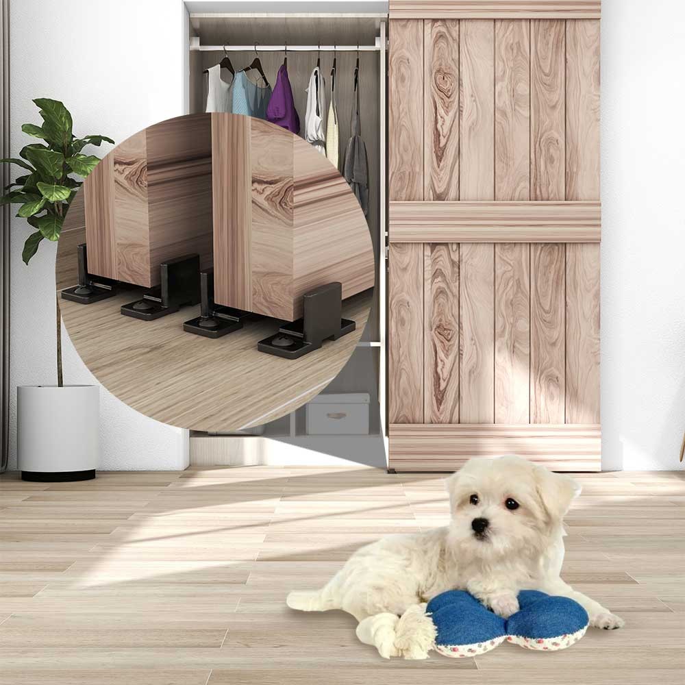 1Pair Adjustable Dual-Side Floor Guide for Sliding Barn Door Hardware Kit Smooth