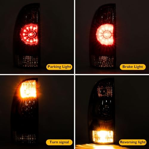 Tail Light Assembly Compatible with 2005-2015 Tacoma Tail Lights Black Border
