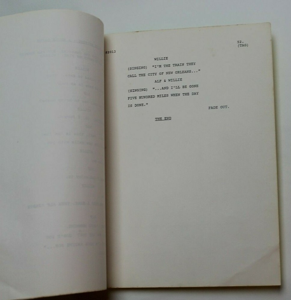 ALF / Bob Bendetson, 1987 TV Script "Night Train" Classic furry alien wiseguy