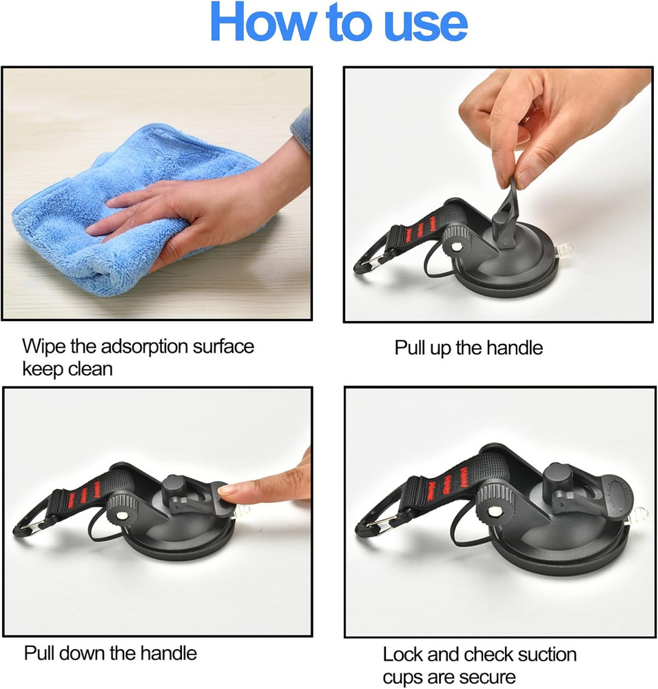 Heavy Duty Suction Cup with Security Hooks 4Pcs Strong Suction Cups Multipurpose