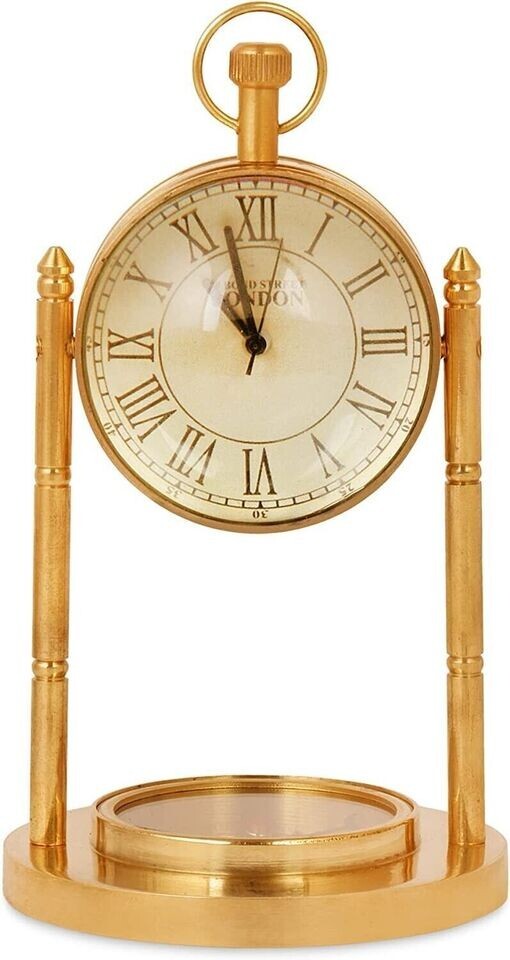 Antique Small Table Top Brass Desk Clock Quartz Desktop Decorative Gift