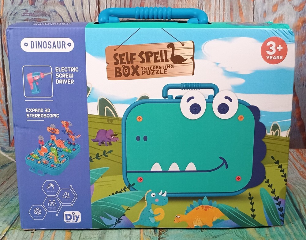 Dinosaur Self Spell Box Interesting Puzzle - NEW