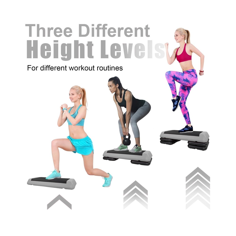4''-6''-8''Adjustable Aerobic Stepper w/4 Risers Health Workout Step Platform...