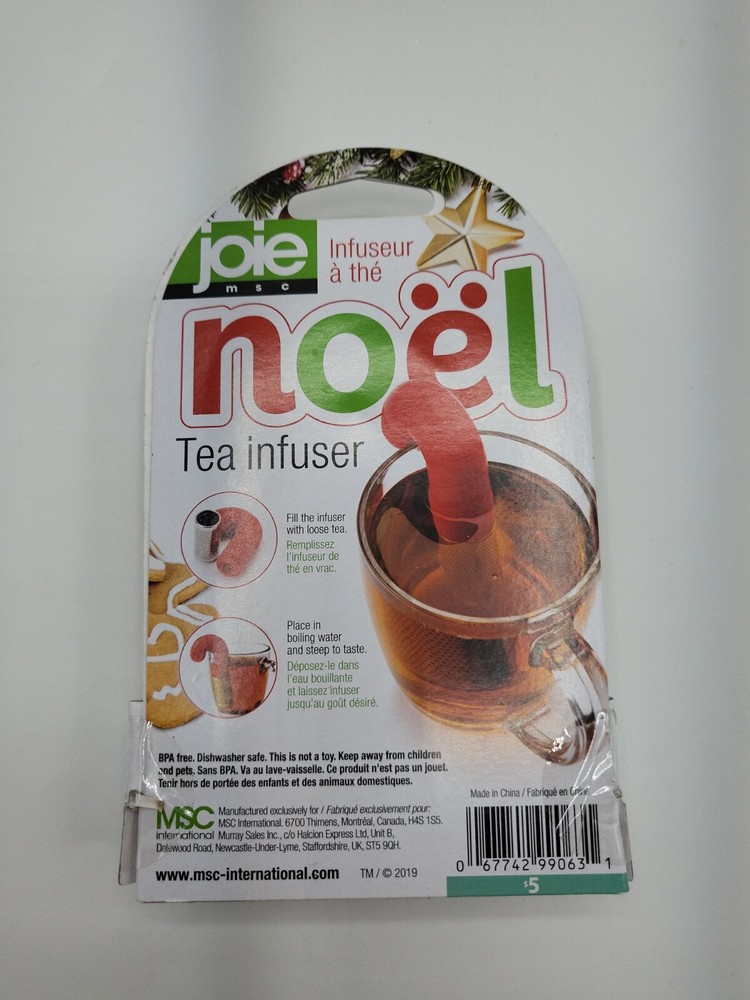 Joie Noel Tea Infuser candy cane shape new
