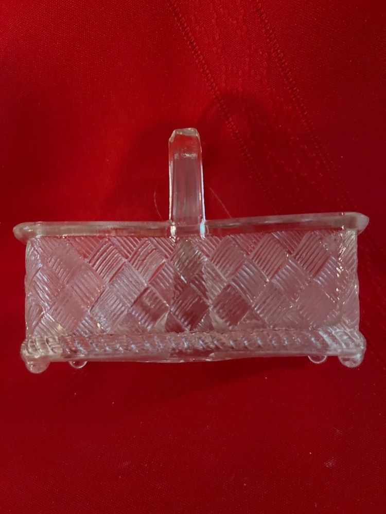 Master Salt Cellar EAPG Clear Glass Handled Divided Trinkets Condiment Packets