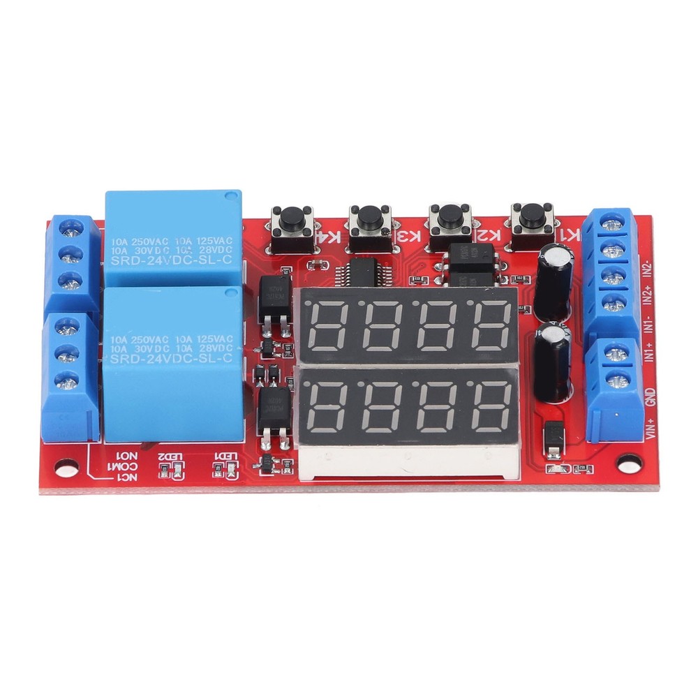 24V 2 Channel Relay Module LED Display Delay Self Locking Cycle Timer Module