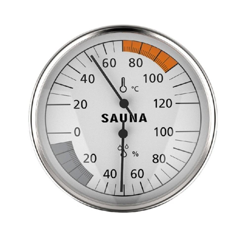 Wall Mounted Sauna Thermometer and Humidity Meter 100mm Compact Aluminum Frame