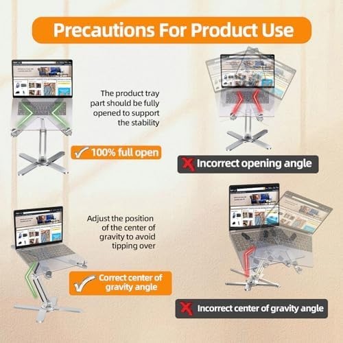 Laptop Stand with 360 Rotating Base, Computer Notebook Laptop Riser Silver