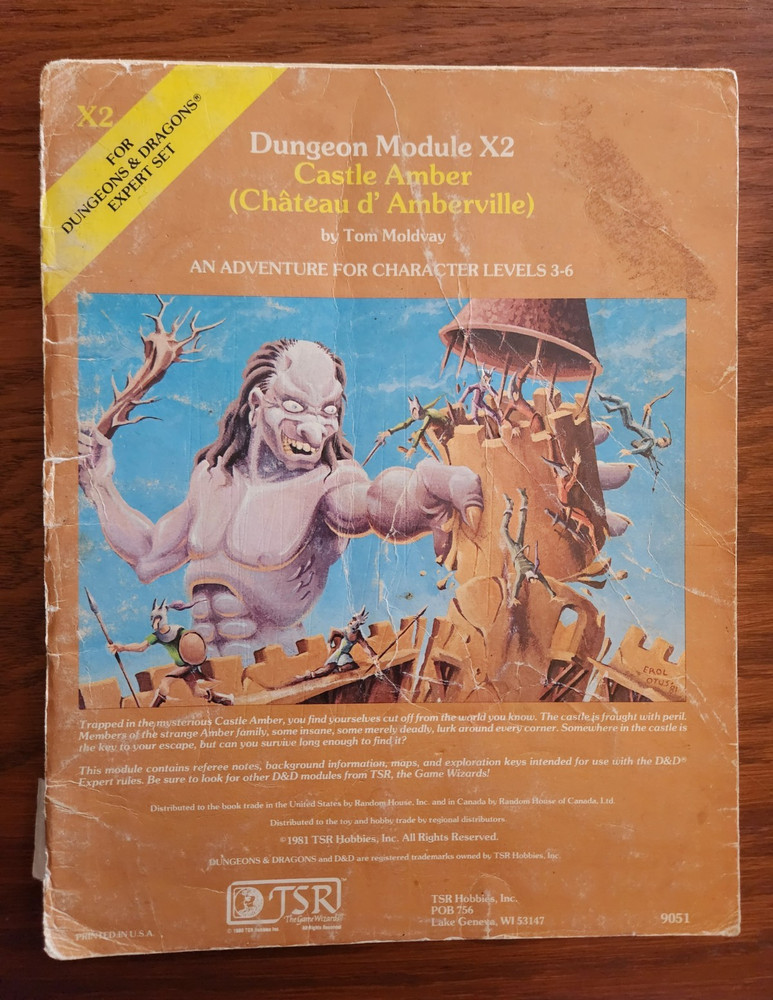 X2 Castle Amber module adventure D&D TSR Basic Dungeons & Dragons BECMI