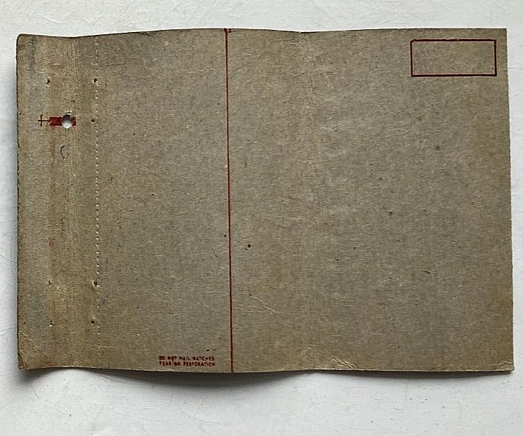 WWII Matchbook. Navy Pier. Chicago, Illinois. Postcard Back.