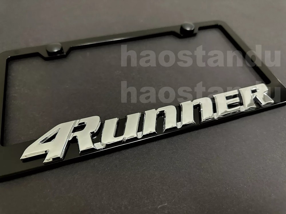 1x For4Runner 3D Emblem BLACK Stainless License Plate Frame RUST FREE