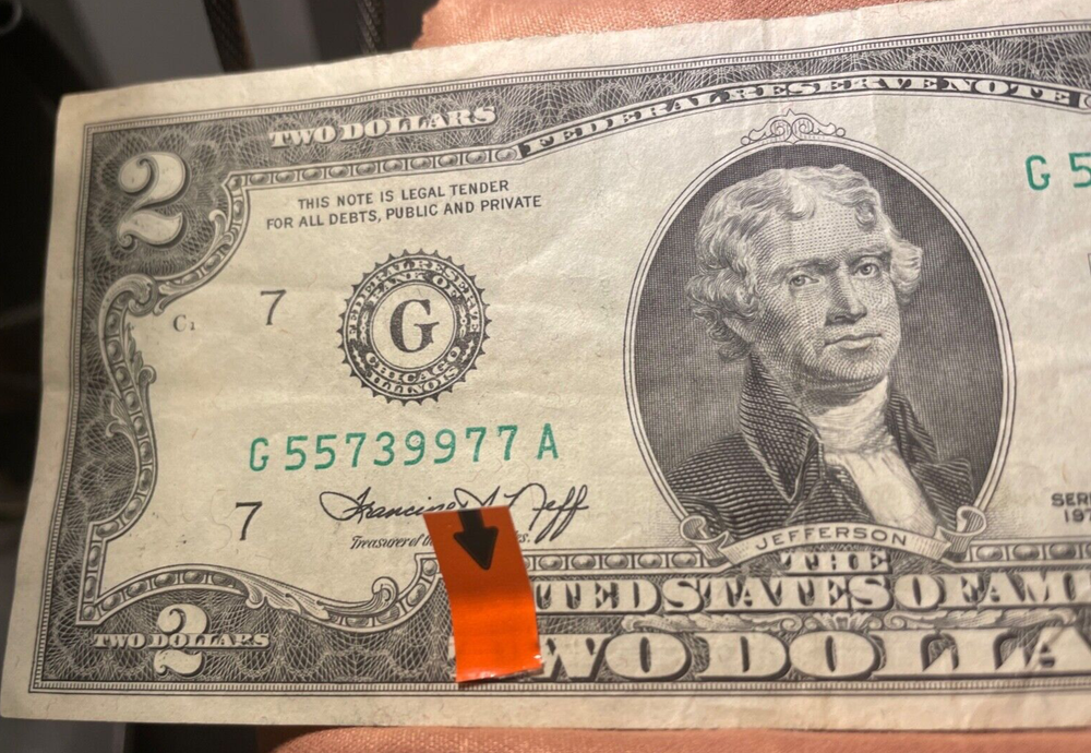 1976 $2 Dollar Bill Error (Miscut/Misaligned) G 55739977 A- Rare-Right Front