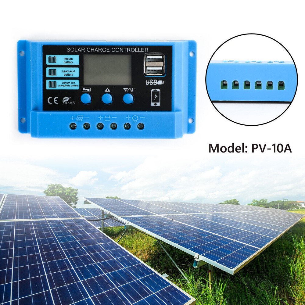 10A PWM Solar Charge Controller 12V 24V Regulator For 200W 300W Solar Panel RL