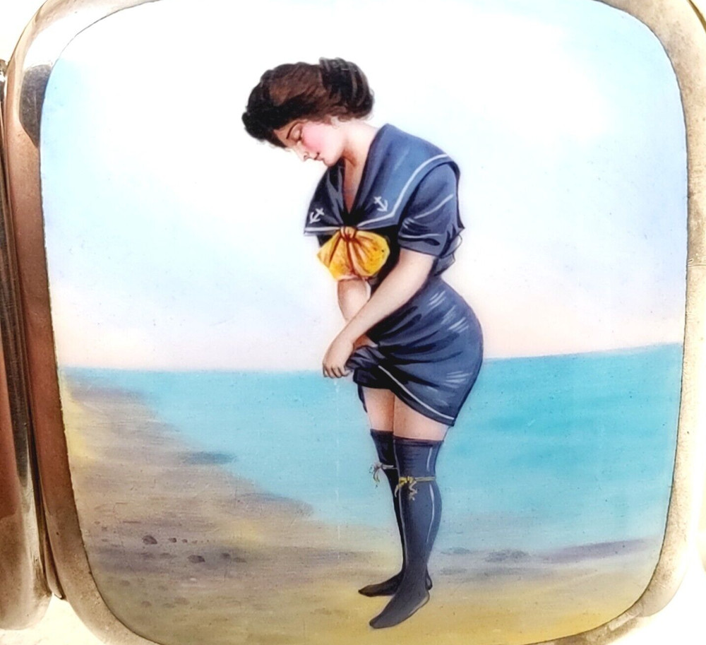 Charming Silver Cigarette Case with Fine Enamelled Scene