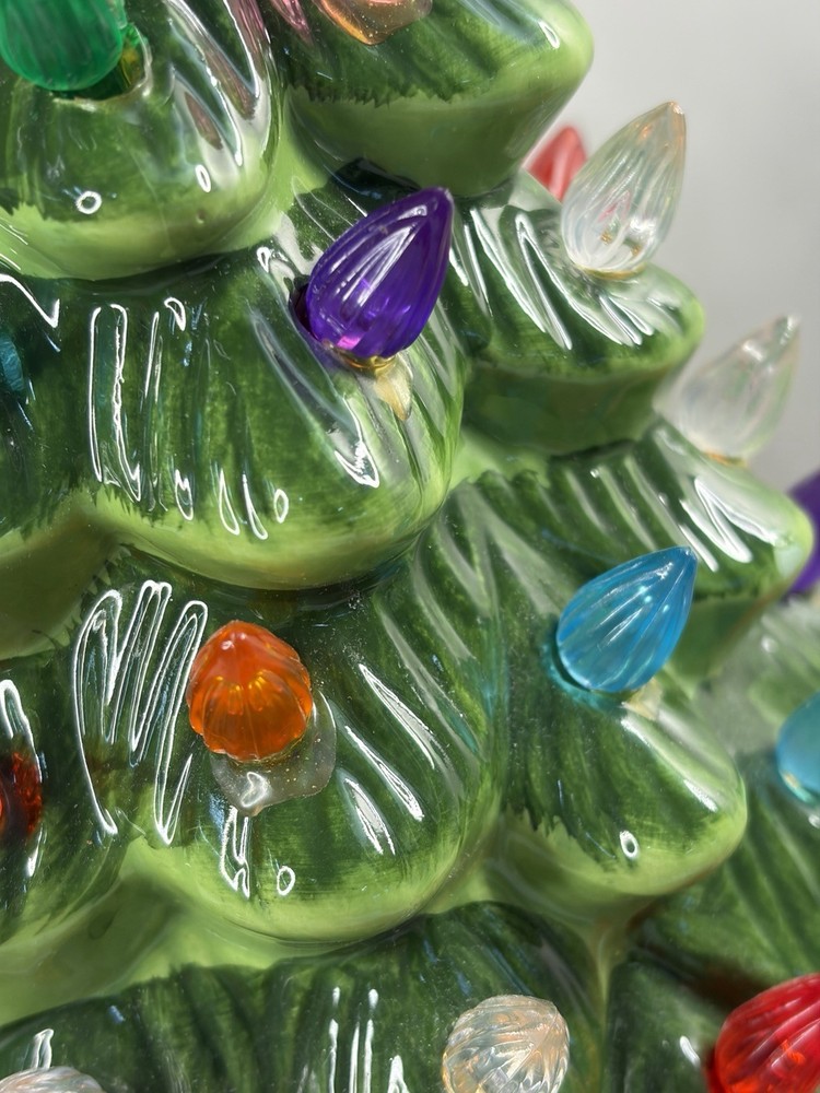 11.5” Ceramic Tabletop Christmas Tree With Star 15” Mint