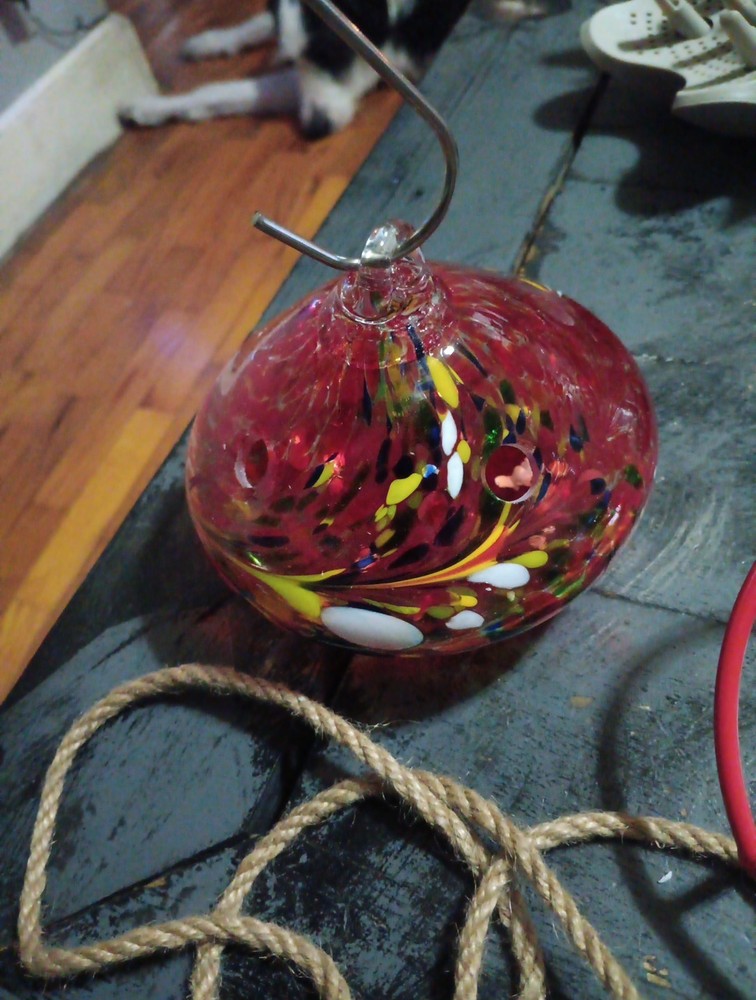 Blown Glass Window Hummingbird Feeder