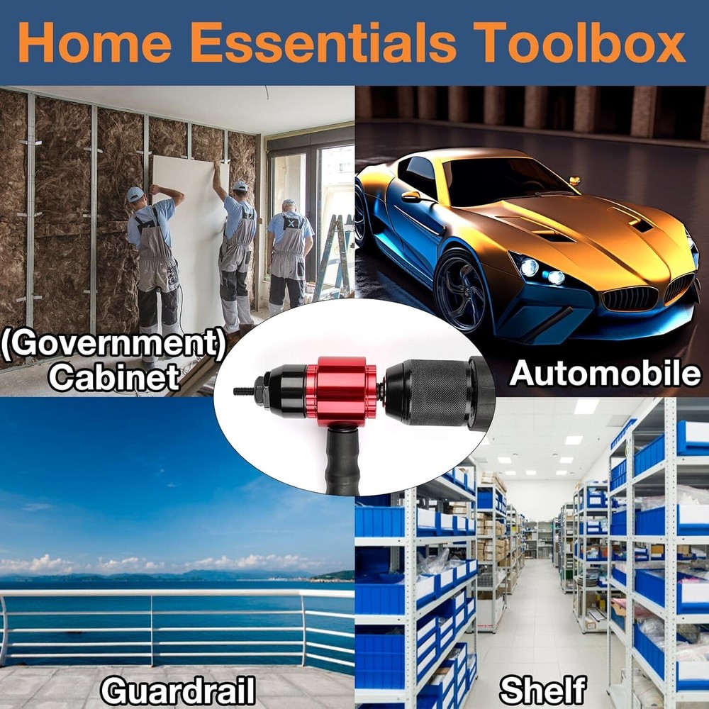 Electric Rivet Nut Gun Adapter Cordless Riveting Tool Insert Nut Drill Tool Kit