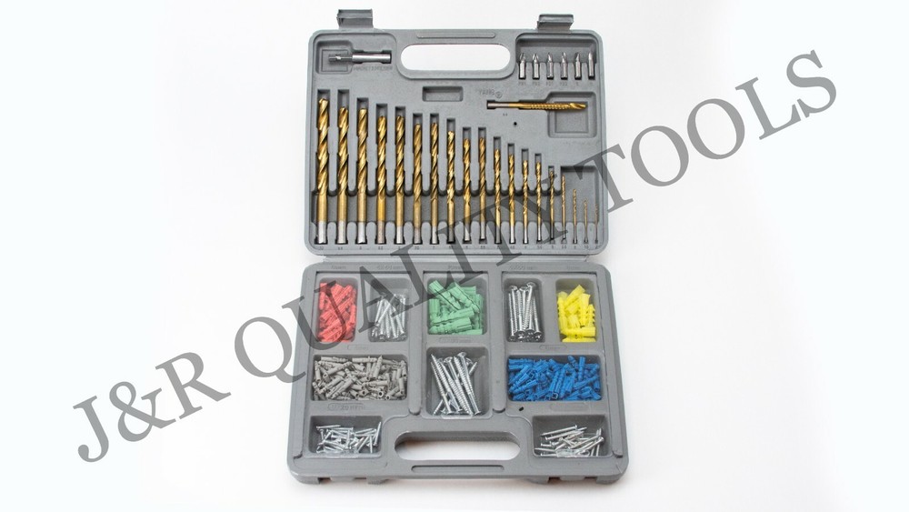 303pc Titanium Twist Drill Bit Assortment Set Wall Plug Drill Bit Saw Kit