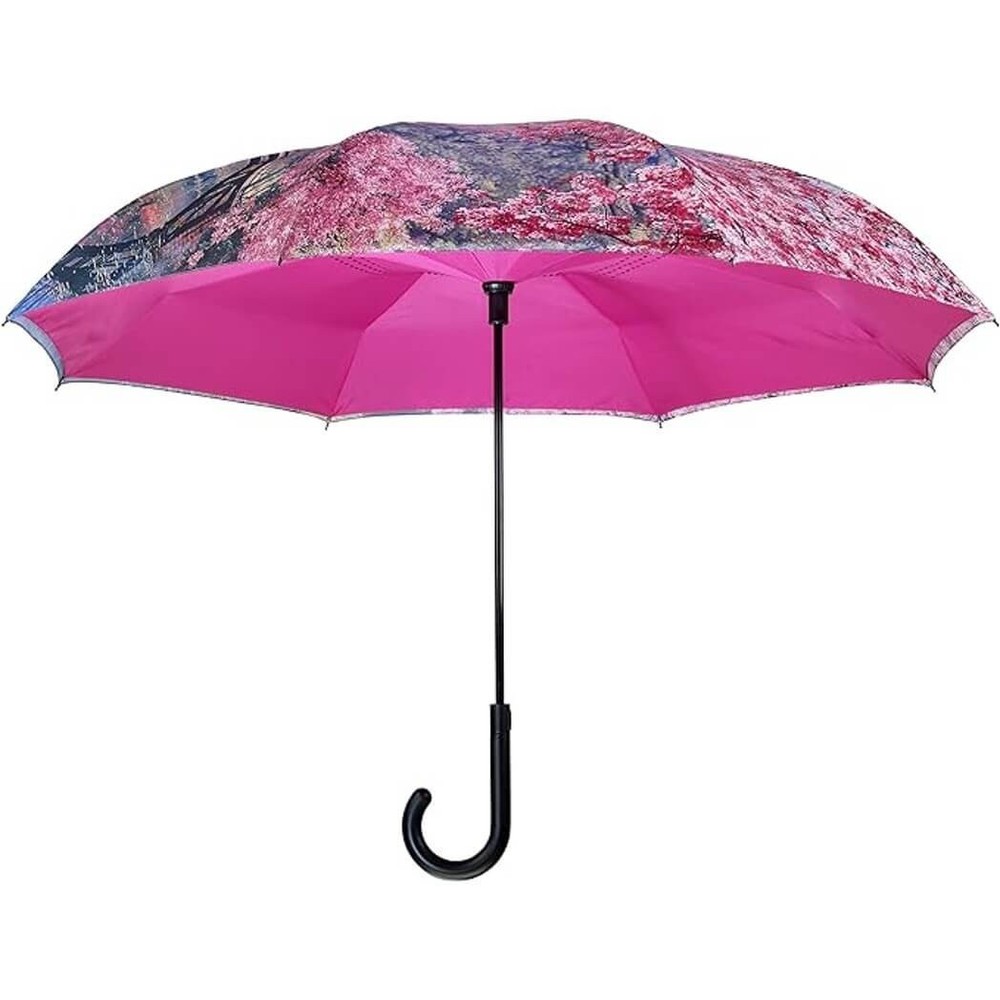 Cherry Blossoms Stick Umbrella Reverse Close