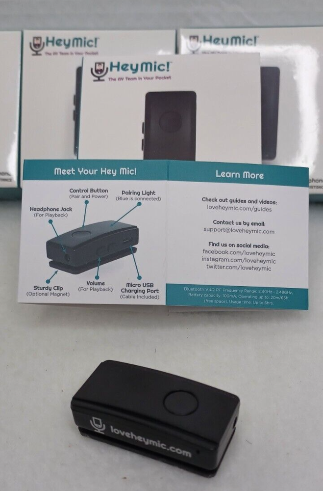 Hey Mic! Bluetooth Microphone: iPhone, Android, PC Mac Audio/Video Record - READ