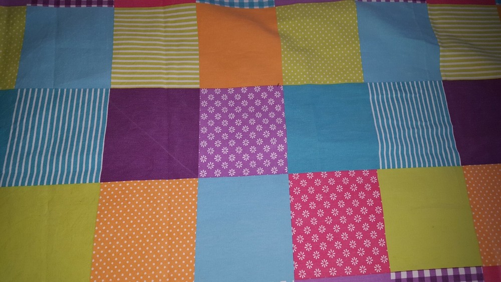 Patchwork print picnic cotton tablecloth 59" x 81" vtg