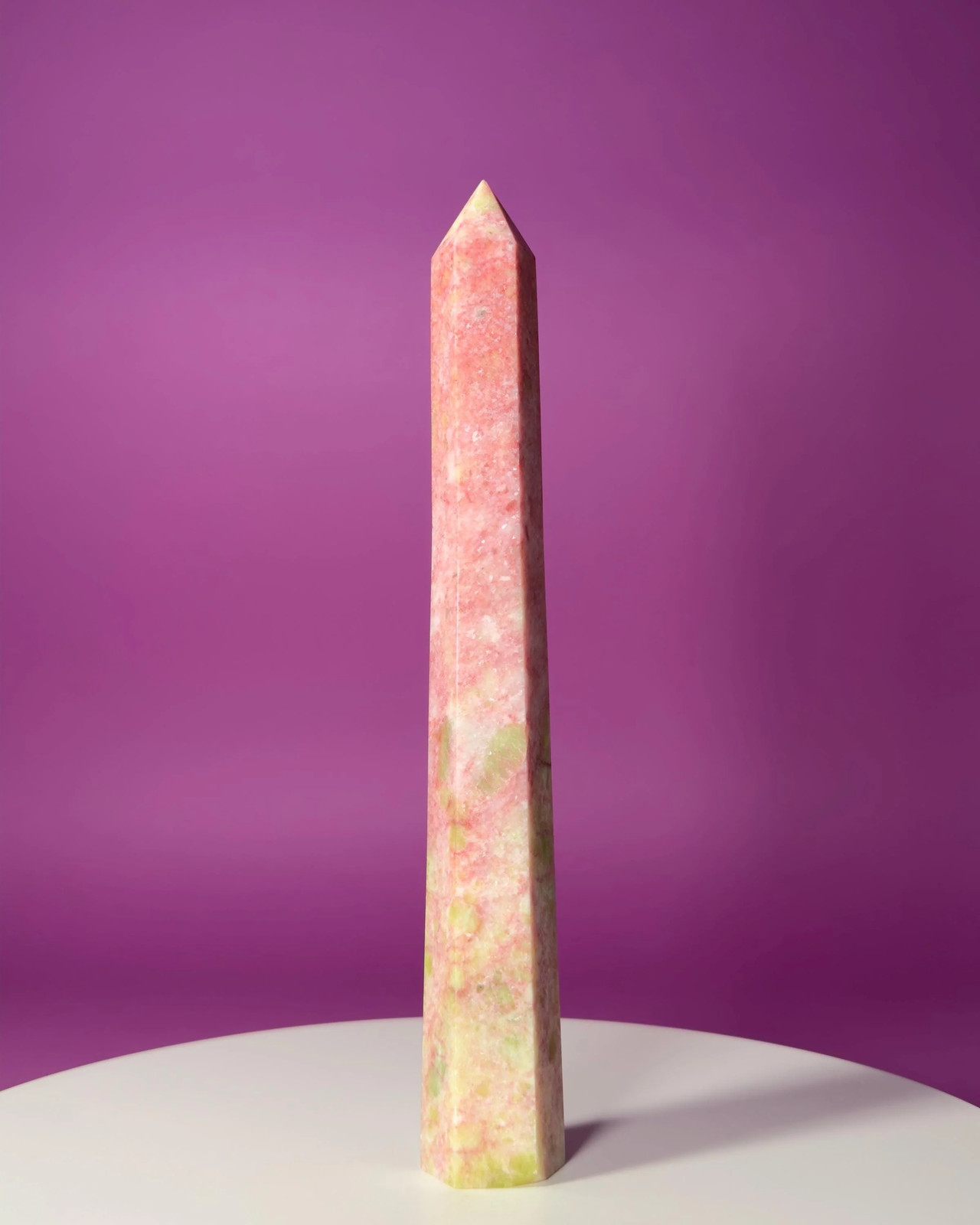 Thulite Tower 524g 10" Pink Crystal Tower Rare Norwegian Stone