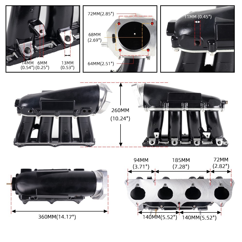 Ultra Series Street Intake Manifold Black for Honda Acura K20A/A2/A3 K24 Engines