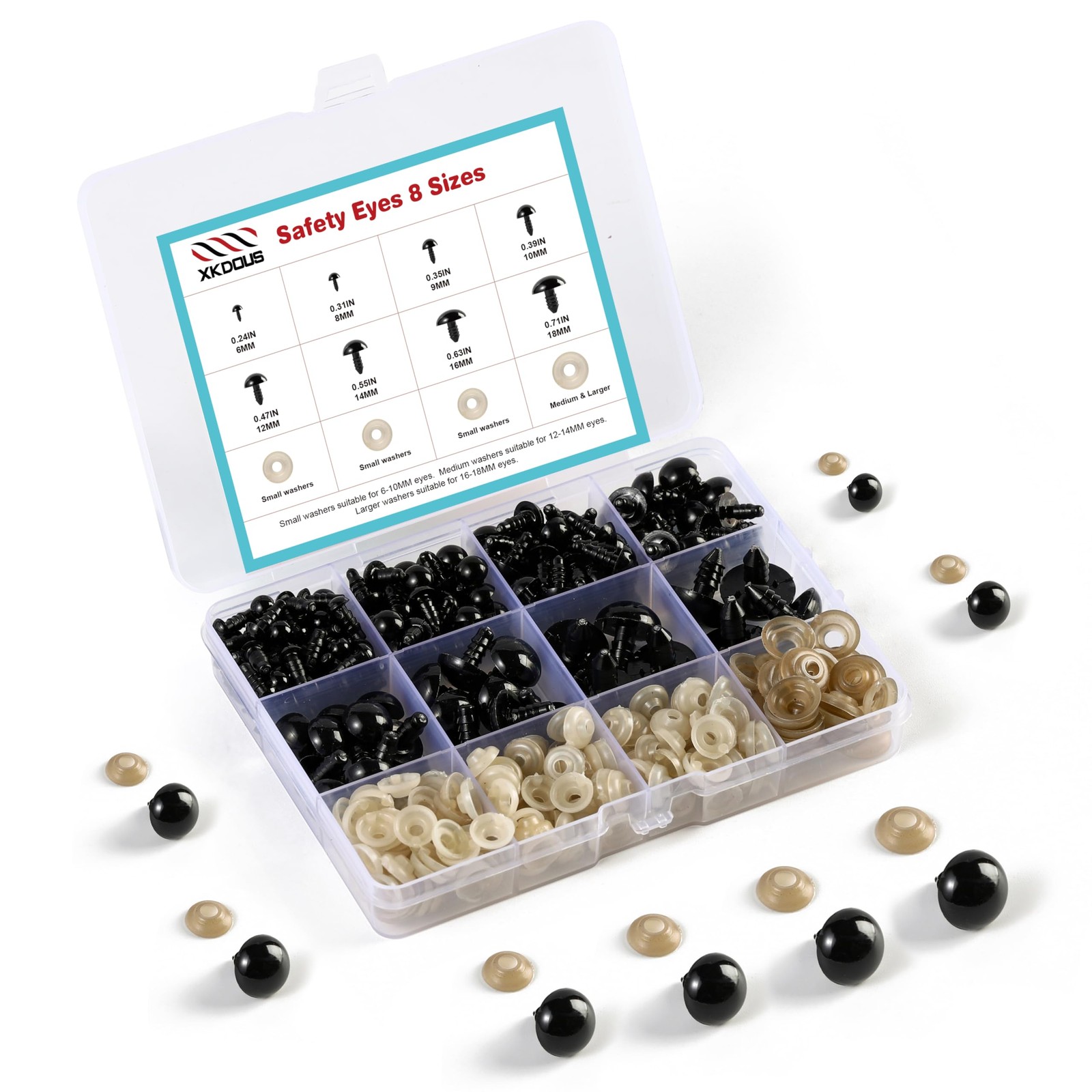 6-18 mm, 8 Sizes Safety Eyes for Crocheting, Crochet Eyes for amigurumi, Stuf...