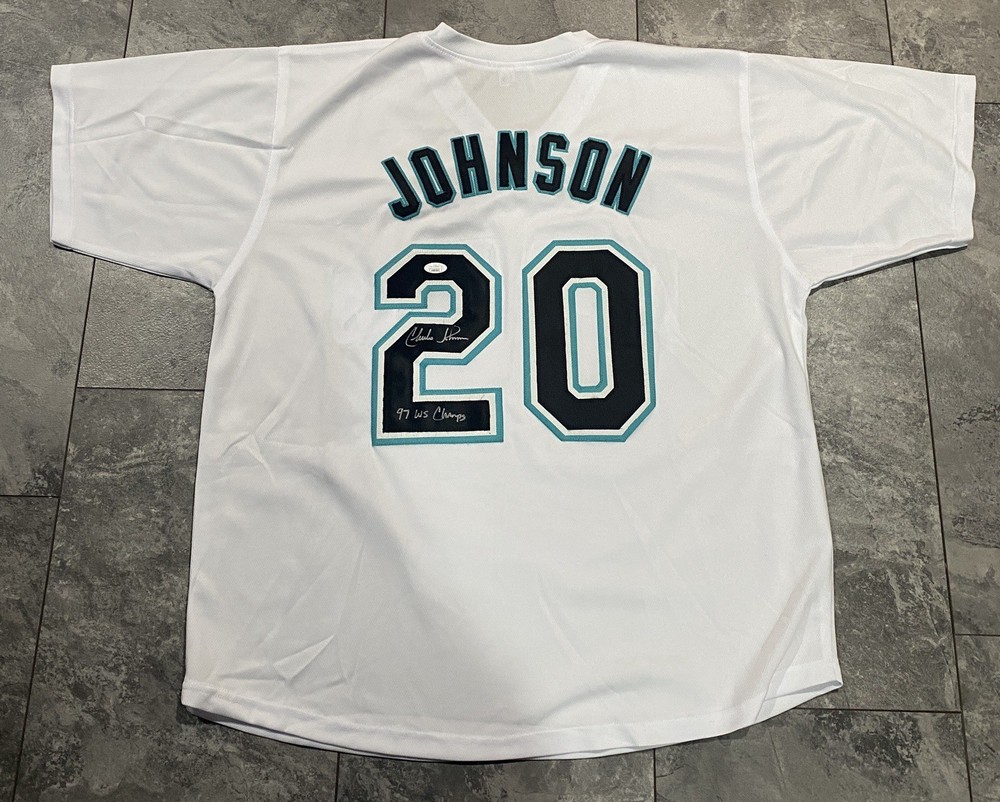 Charles Johnson Signed Custom Florida Marlins Jersey (JSA COA)