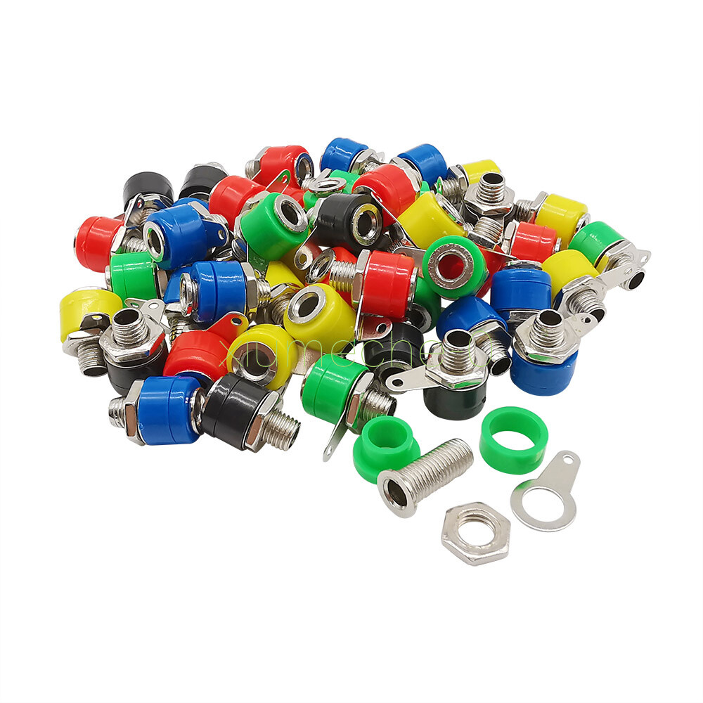 25PCS 5 Color 4mm Banana Binding Post 4mm Banana Socket Plug Adapter
