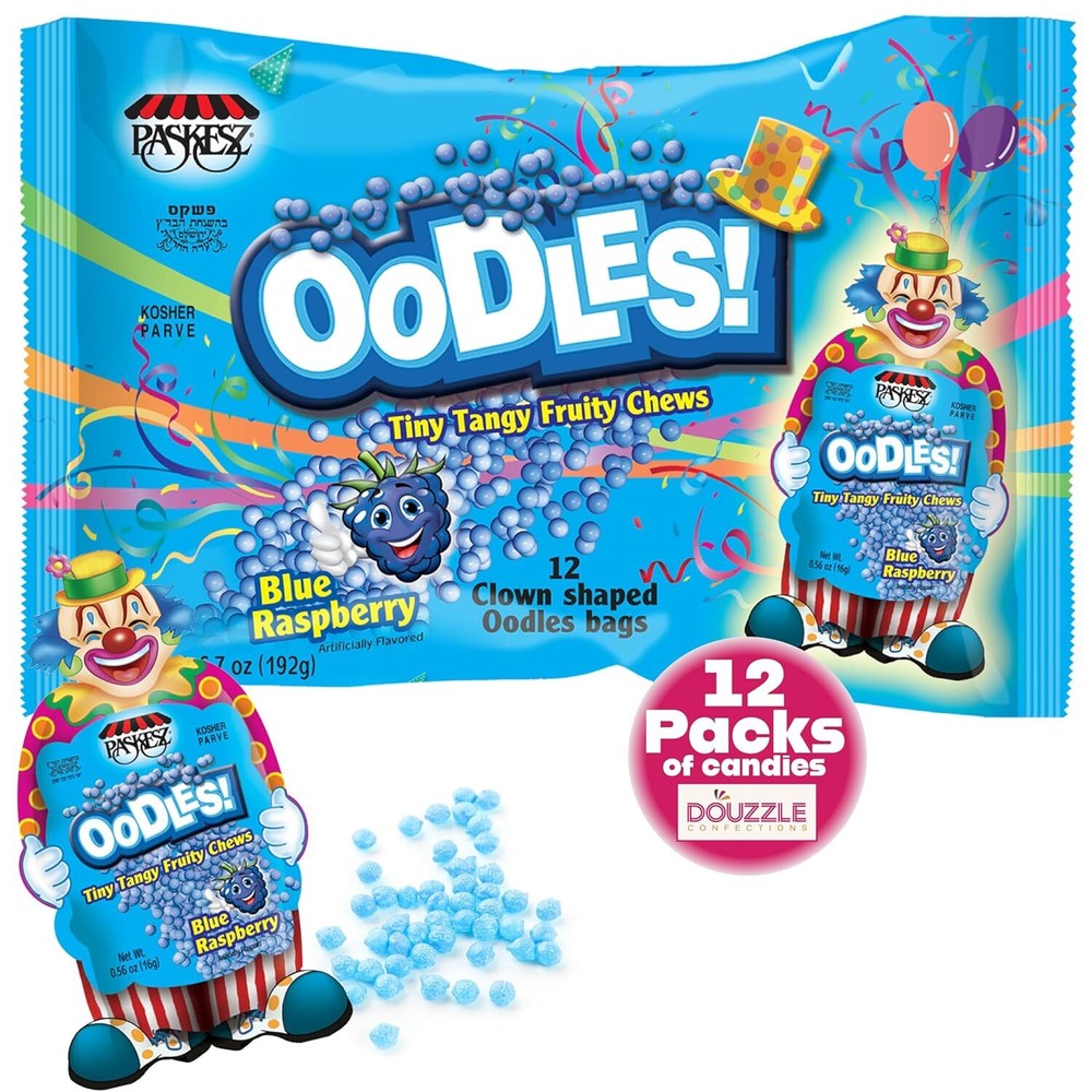 Blue Raspberry Tiny Tangy Chews individually wrapped candies.