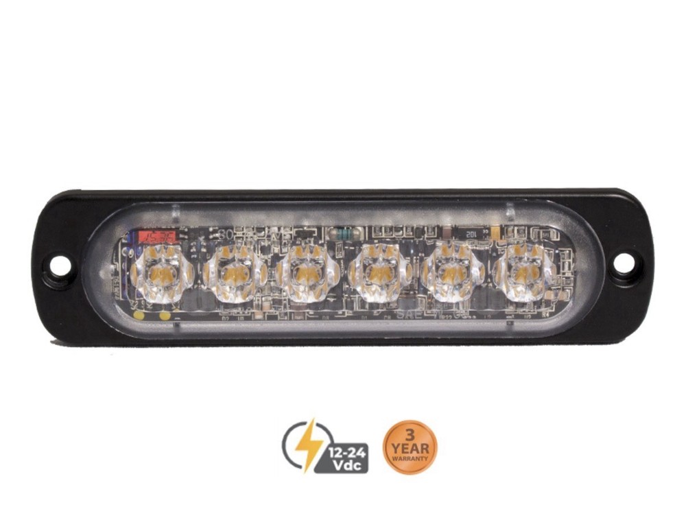 SWS 80281 – Amber & White LED Strobe Perimeter Light. 19 Flash Patterns.