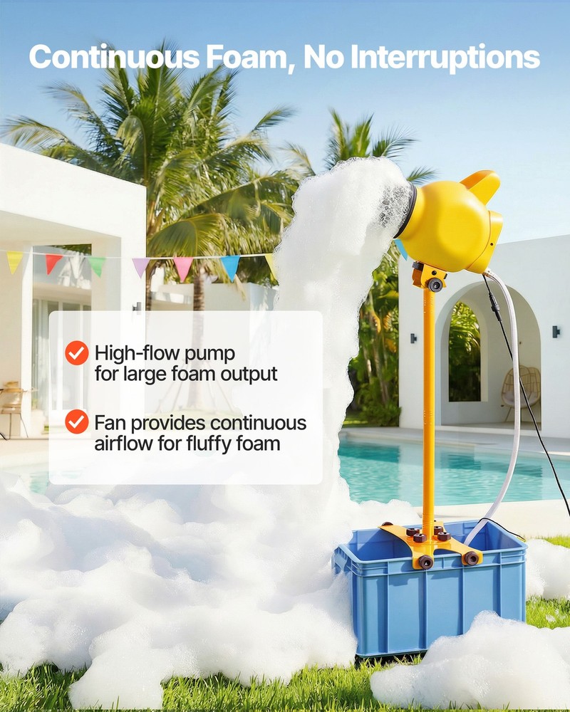 VEVOR Foam Machine Adjustable Angle Control Foam Maker with 37QT Water Tank