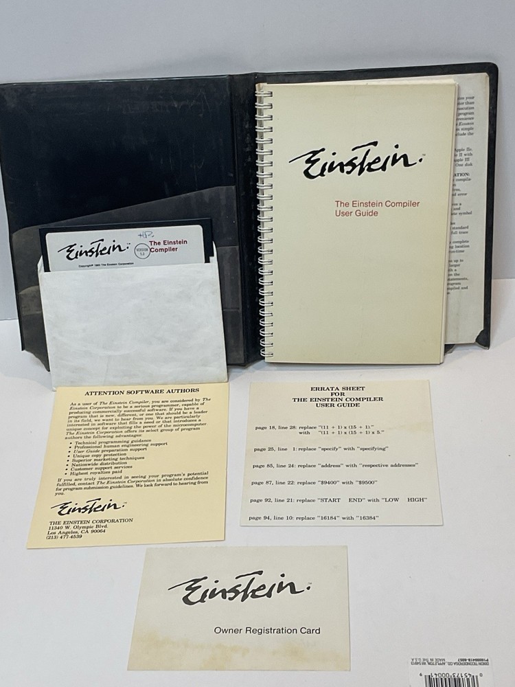 Vintage Apple II IIe IIc Software Einstein The Compiler