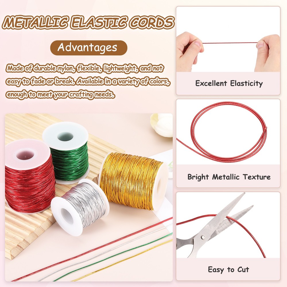 2mm Metallic Elastic Cords,Red, 109 Yards Each