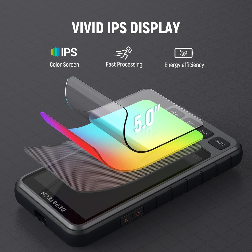 DEPSTECH 5" IPS Screen Borescope with Light, Split Screen View, 1080P HD Sewe...