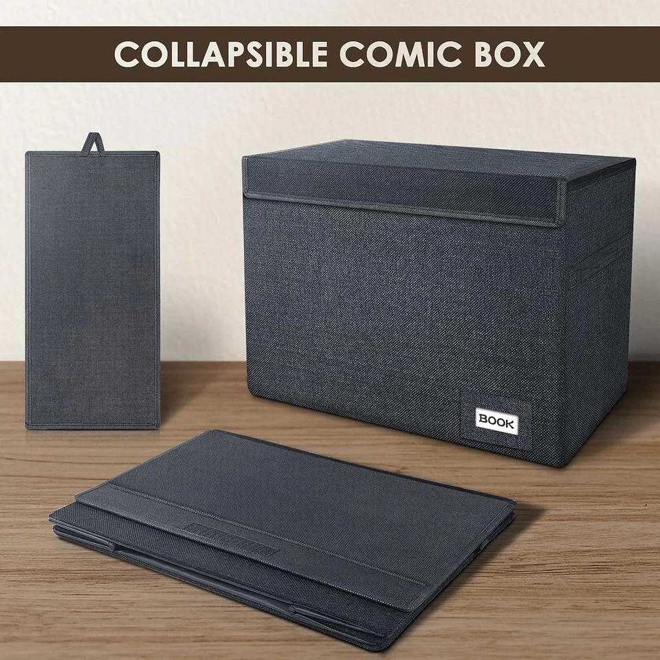 3 Pack Comic Book Storage, Comic Book Box Collapsible and Stackable Comic Short