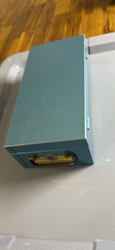 Vintage Blue Metal Combination Lock Box