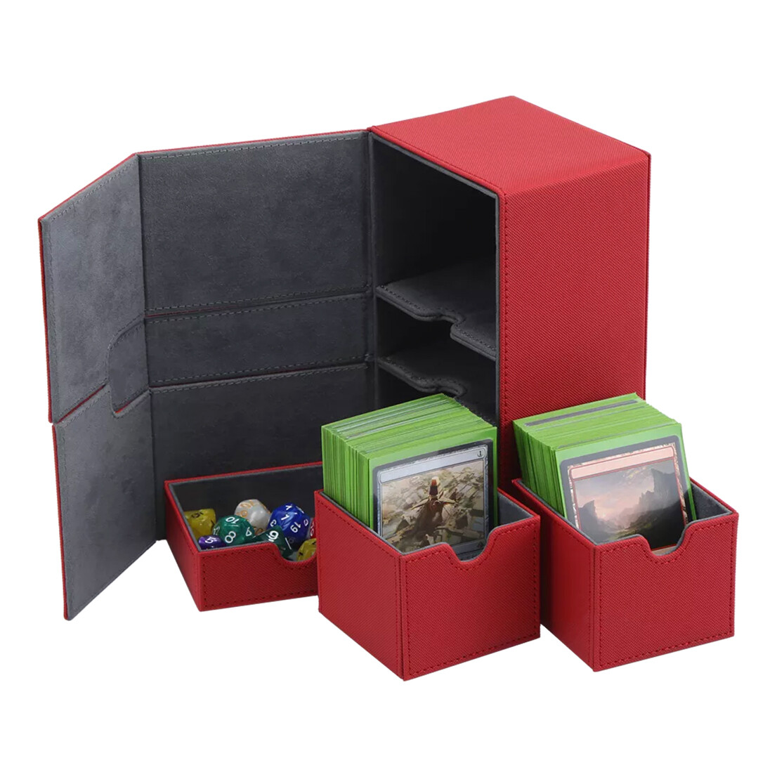 Premium TCG Double Deck Box Case Card Protector Holds 200 Cards & Dice MTG EDH