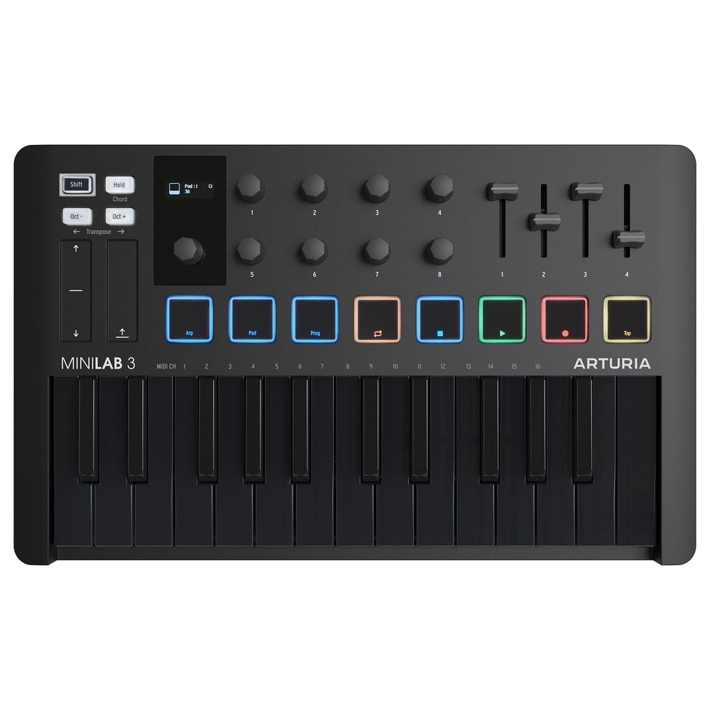 Arturia MiniLab 3 MIDI 25 Key Keyboard Controller Deep Black w Case