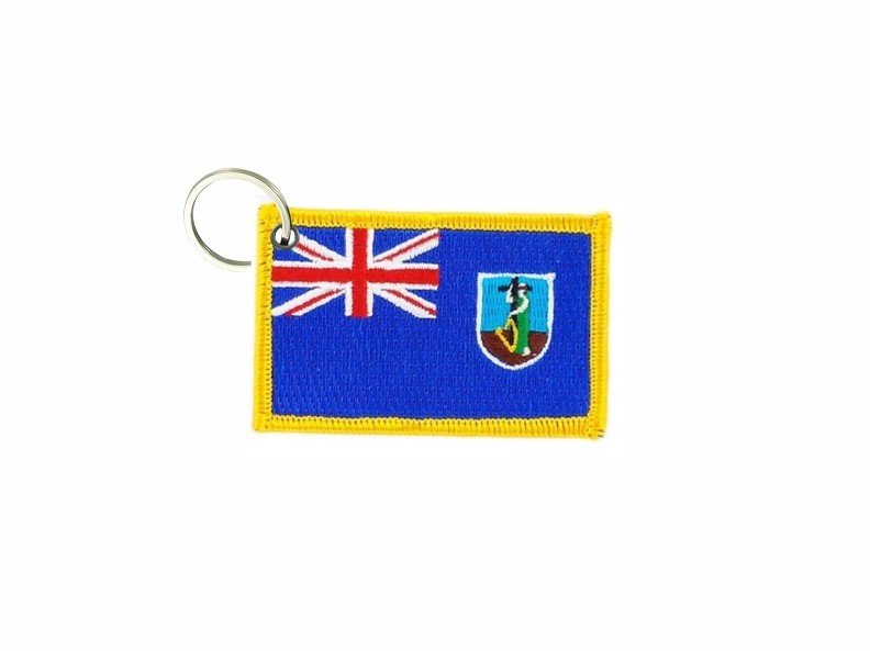 Keychain keyring embroidered embroidery patch double sided flag monsterrat