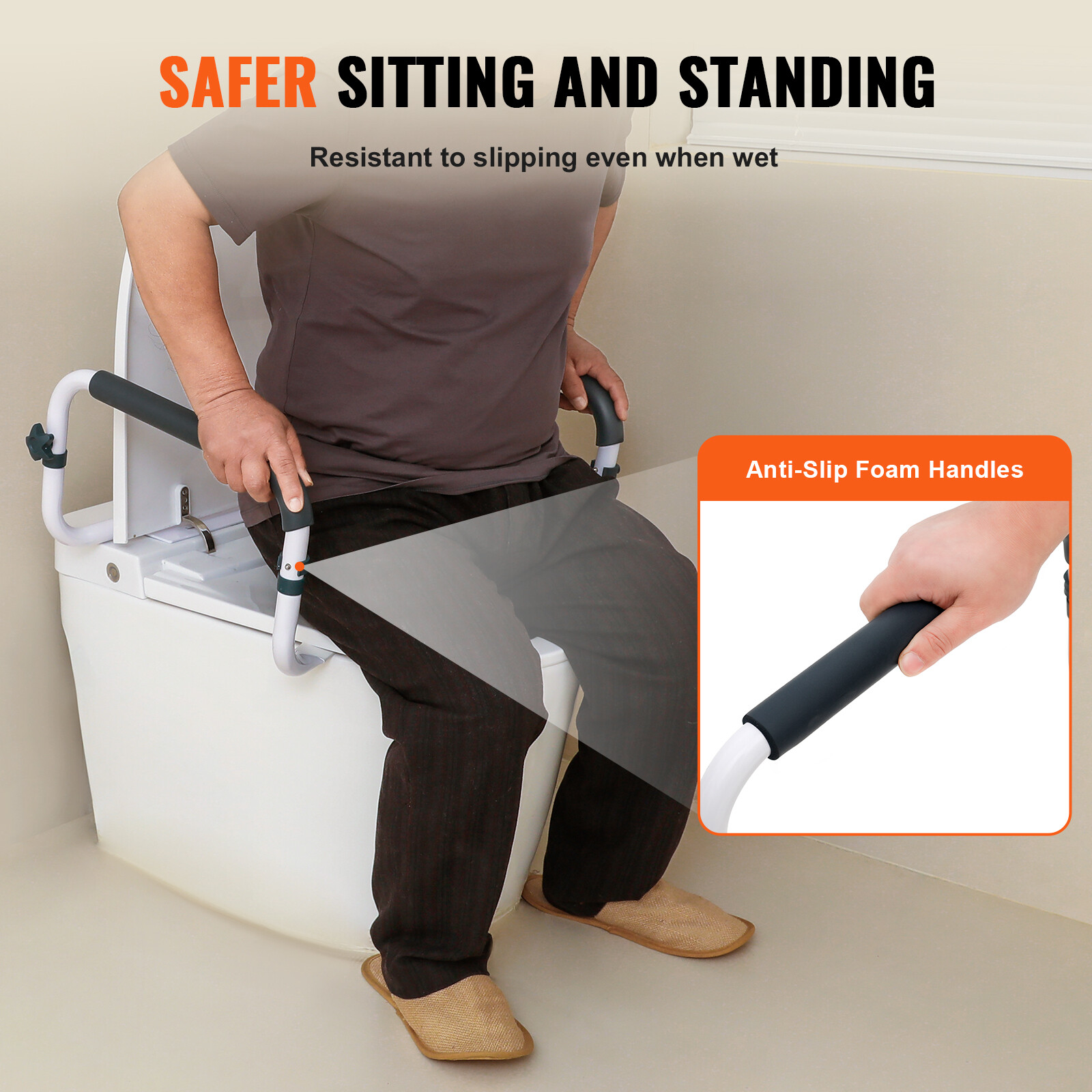 VEVOR Toilet Safety Rail Seat Frame for Elderly Adjustable Handrail Grab Bar